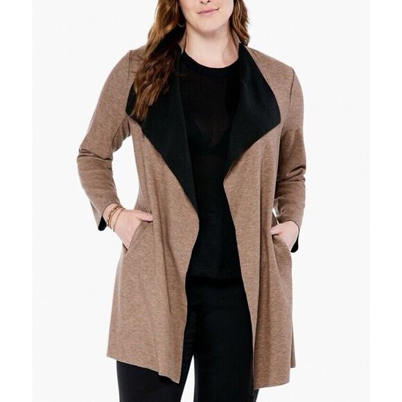 NIC+ZOE Jackets & Blazers - NIC+ZOE Knit Long Sleeve Pocket Lounge Around Draped Front Jacket Chestnut, XL